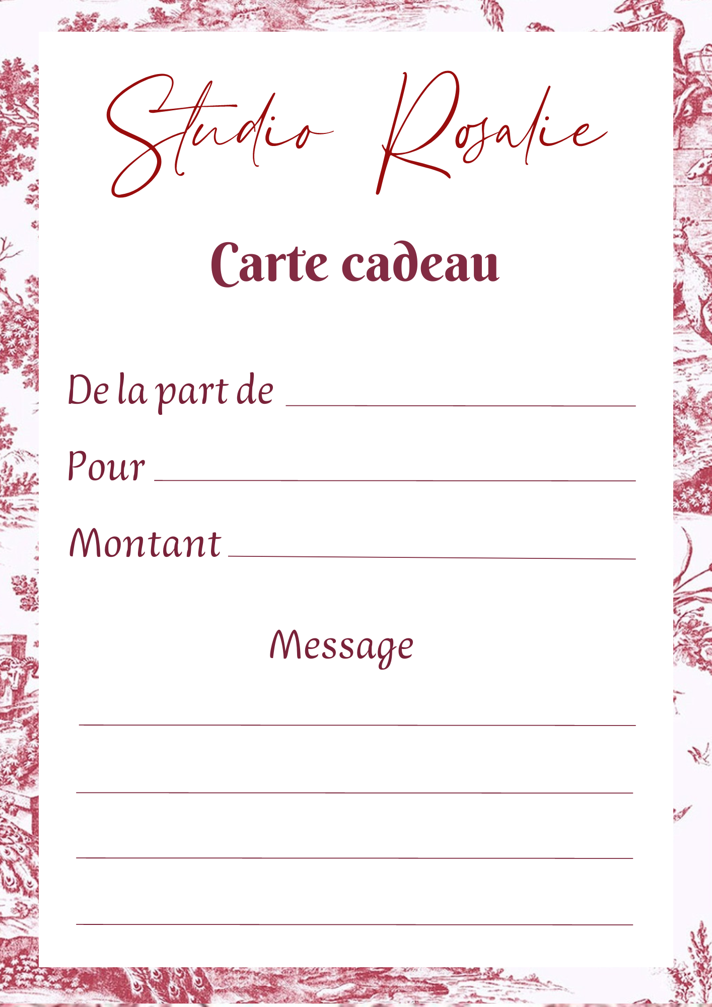 Carte-cadeau Studio Rosalie