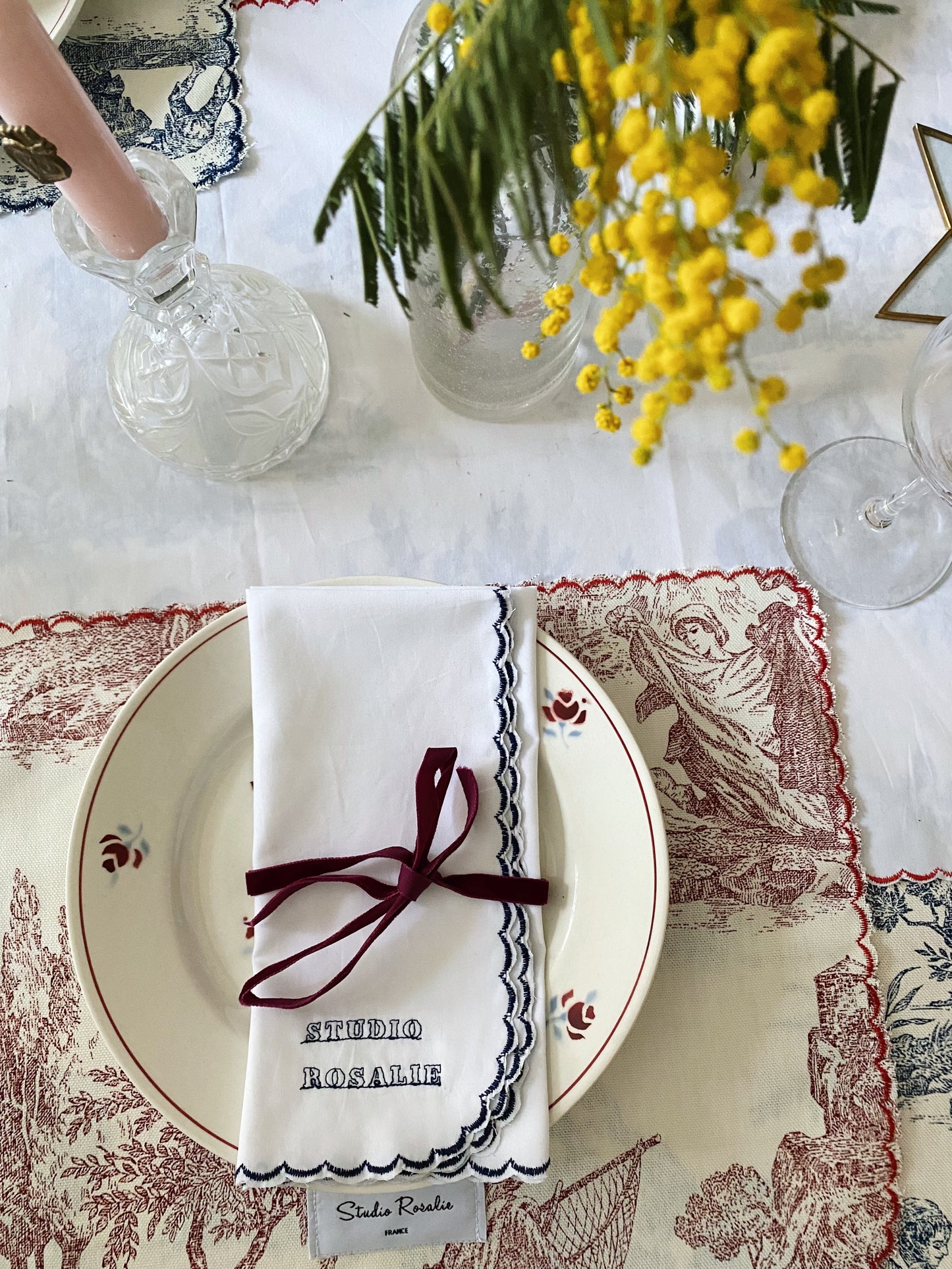Serviettes brodées -Lot de 4