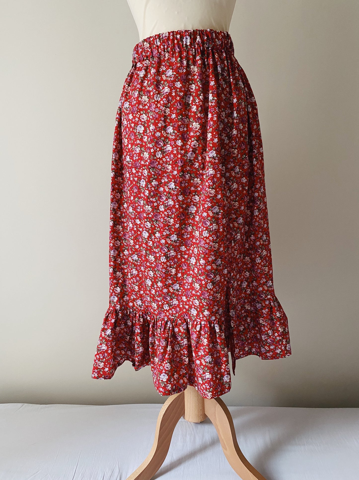 Jupe Judith fleurs (rouge)