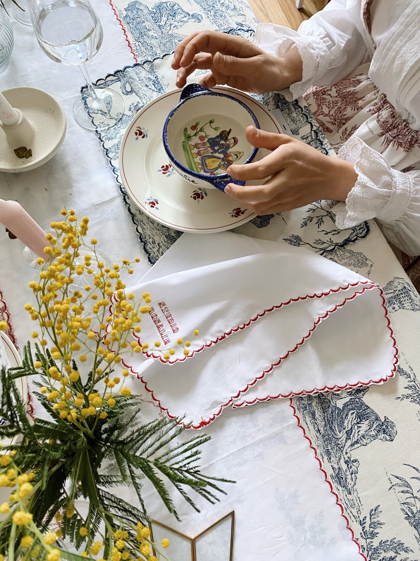 Serviettes brodées -Lot de 4