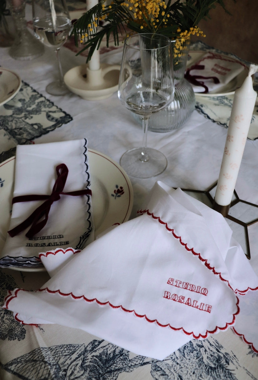 Serviettes brodées -Lot de 4