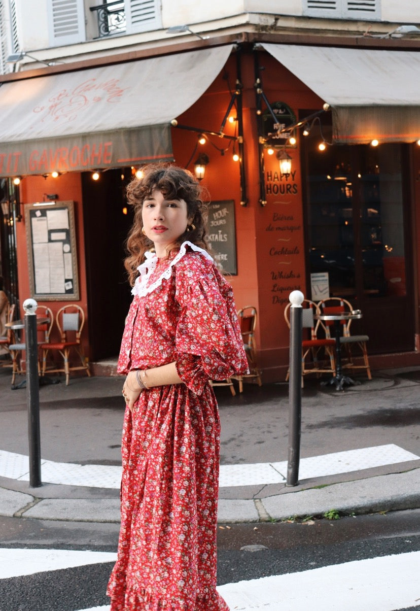 Blouse Judith fleurs (rouge)